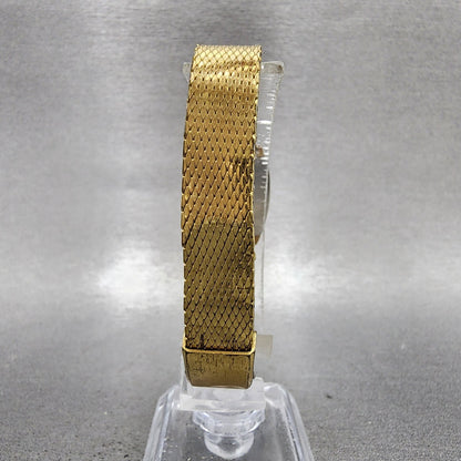 Bulova Tank Watch Women 17mm Black Dial Gold Tone Rectangle Manual Wind Runs VTG7