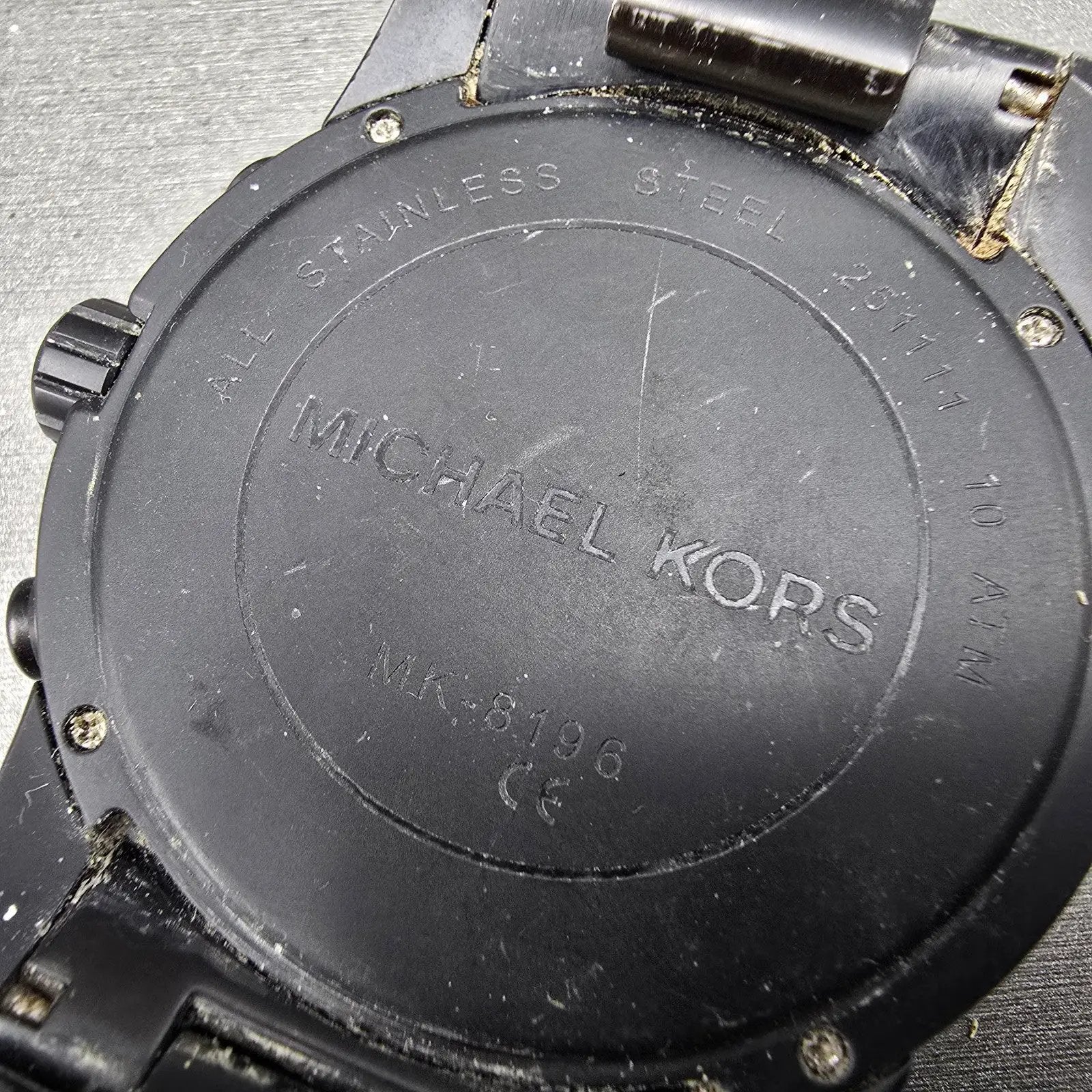 Michael Kors Chronograph Watch Men 51mm Black Dial Black Tone Date MK8196 NewBat16