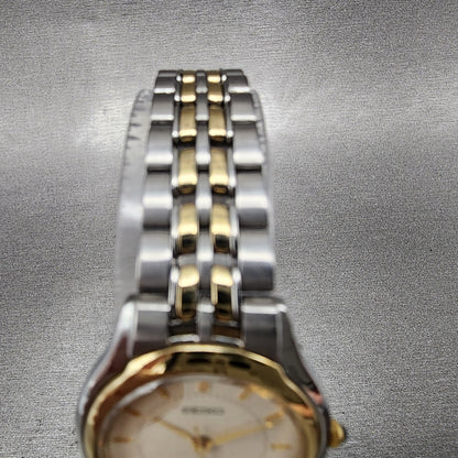 Seiko Exceline Watch Women 25mm Cream Dial Two Tone Round 4J41-0030 New Battery