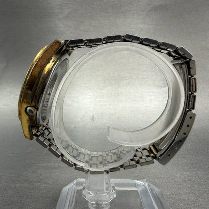 Seiko 5 Actus Watch Men 37mm Silver Dial Gold Tone Daydate 7019-7040 PARTS VTG7
