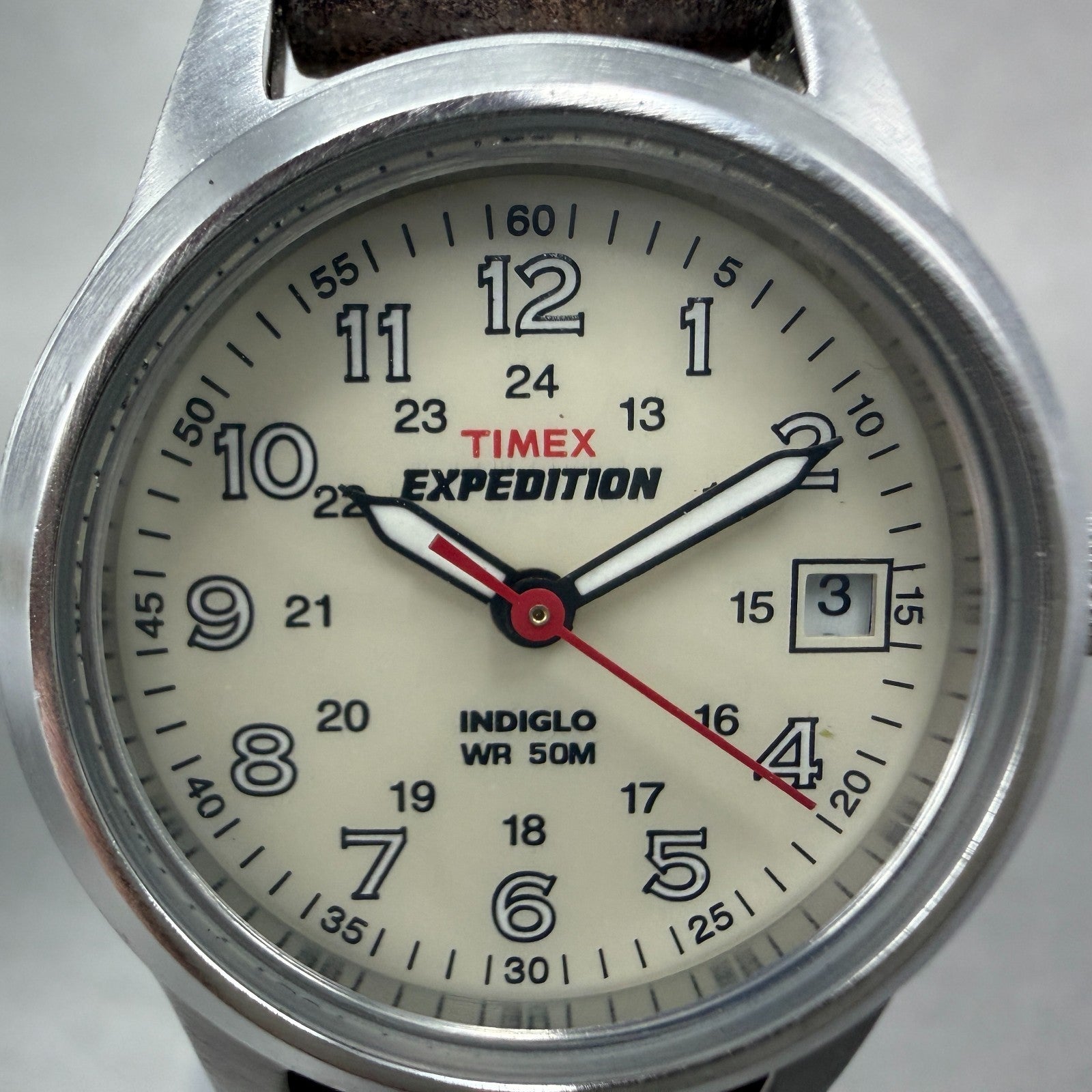 Timex Expedition Watch Women 26mm Cream Dial Silver Tone Round New Battery KL1231