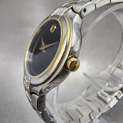 Movado Museum Watch Women 26mm Black Dial Two Tone Round 81 G4 1852 New Battery2