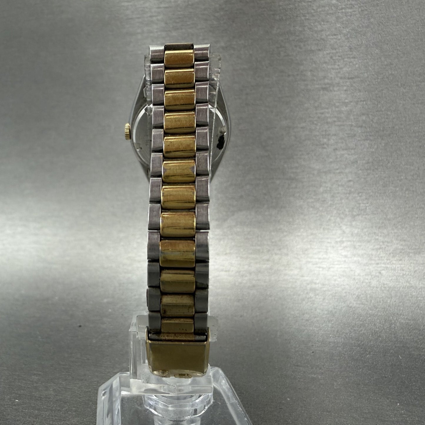 Seiko SQ Watch Women 25mm Silver Dial Two Tone Daydate Round 8523-0059 New Batt7