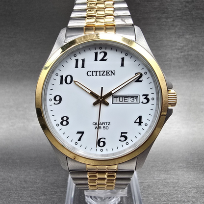 Citizen Watch Men 38mm White Dial Gold Tone Daydate G102-S114331 New Battery0