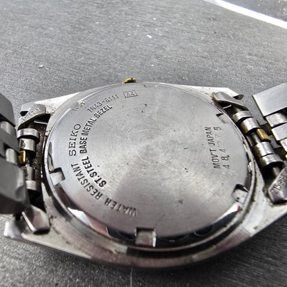 Seiko President Watch Men 36mm Black Dial Two Tone Daydate 7n43-8111 PARTS VTG10