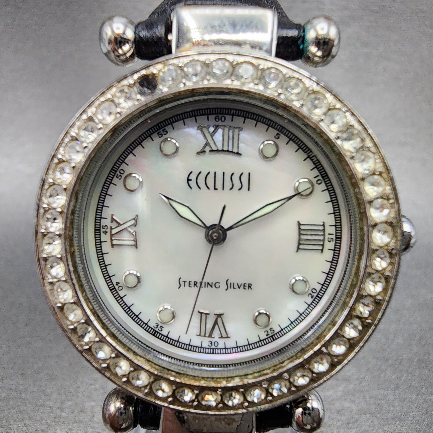 Ecclissi Watch Women 32mm MOP Dial Sterling Silver Round 22340 New Battery1