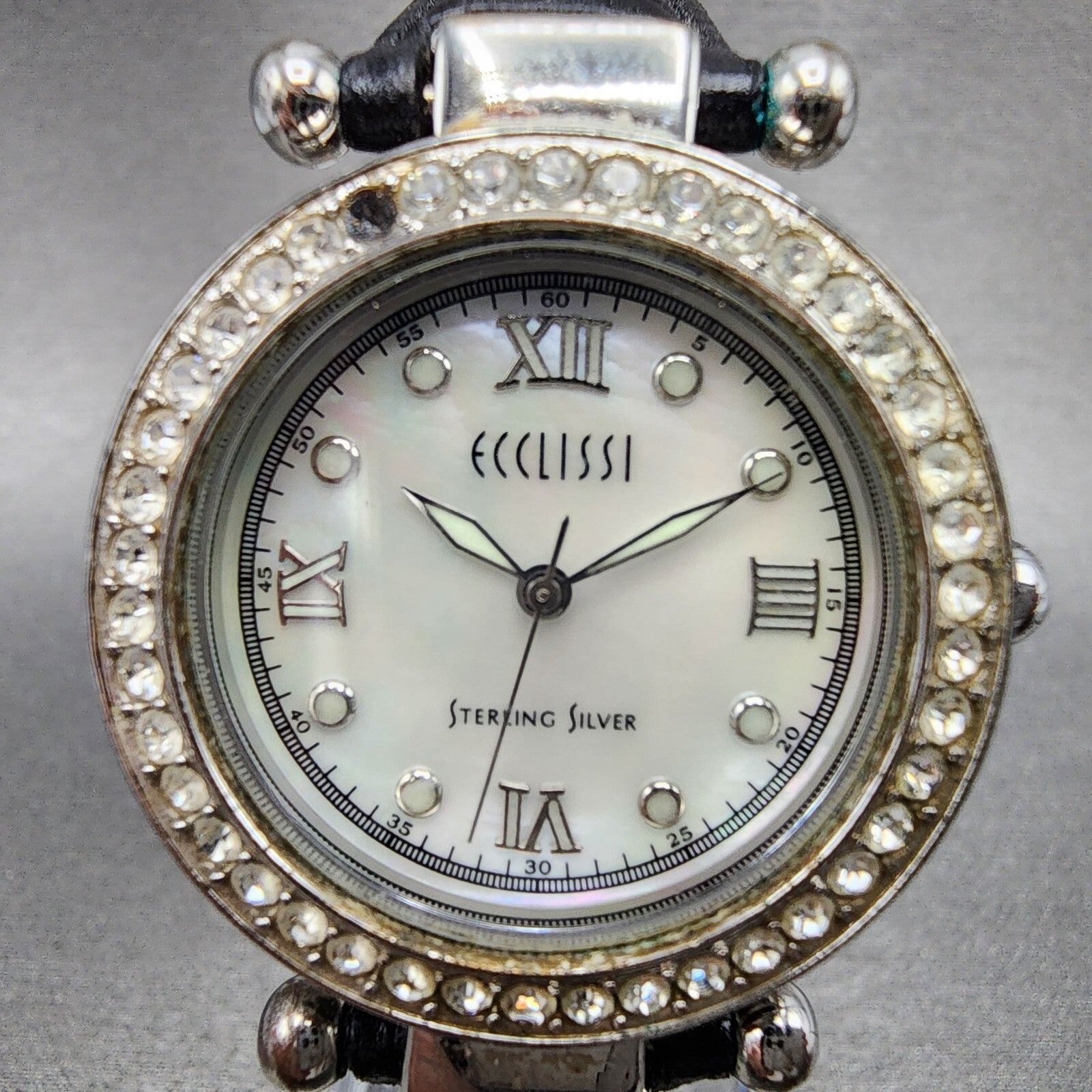 Ecclissi Watch Women 32mm MOP Dial Sterling Silver Round 22340 New Battery1