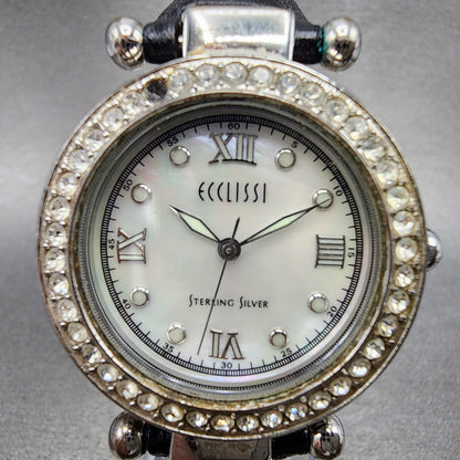 Ecclissi Watch Women 32mm MOP Dial Sterling Silver Round 22340 New Battery1