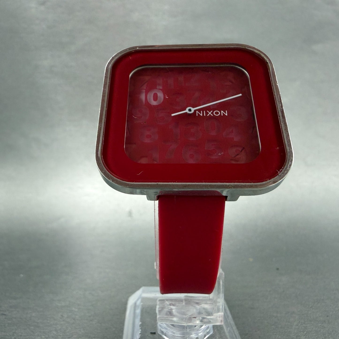Nixon The Rocio Watch Women 38mm Red Dial Silver Tone Square New Battery5
