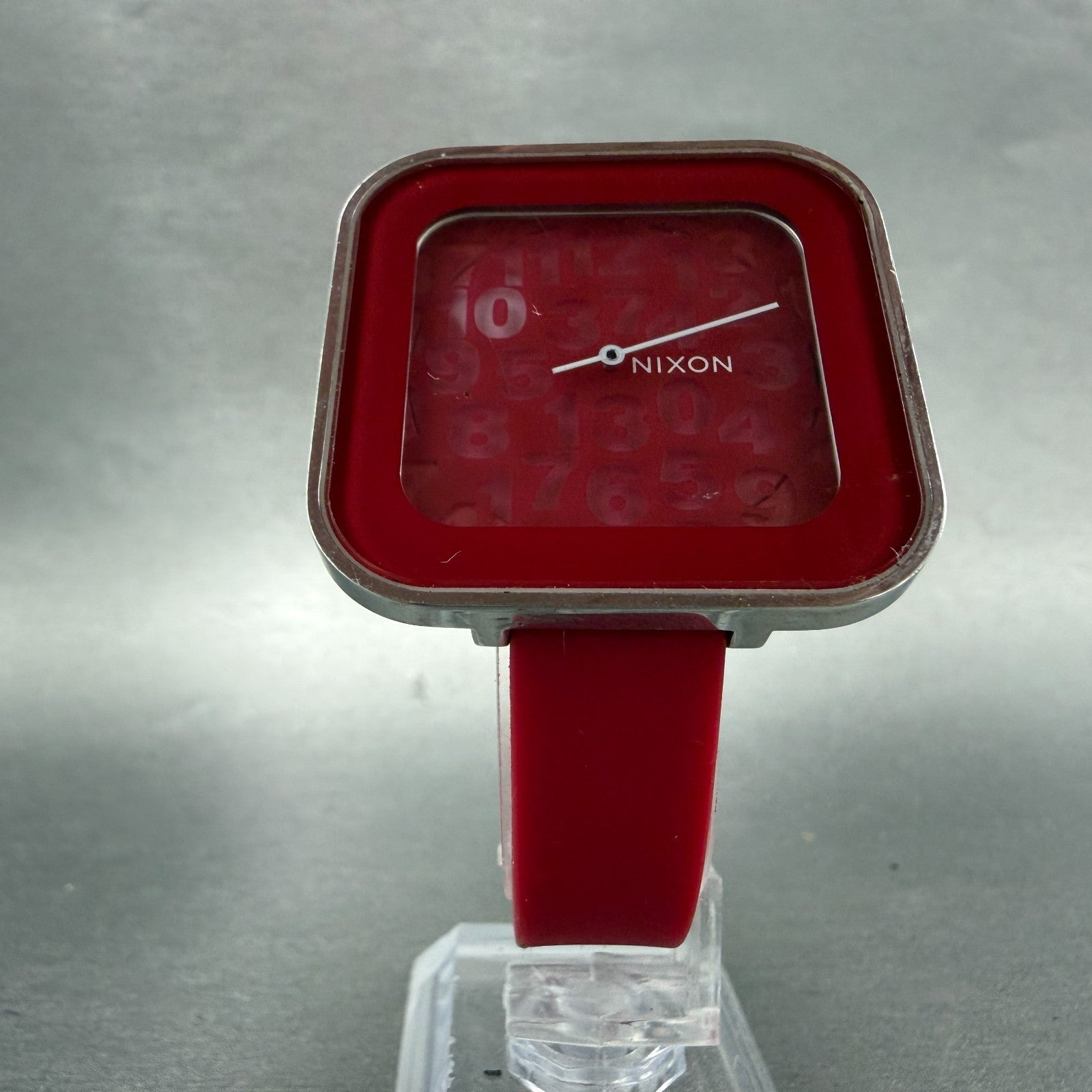 Nixon The Rocio Watch Women 38mm Red Dial Silver Tone Square New Battery5