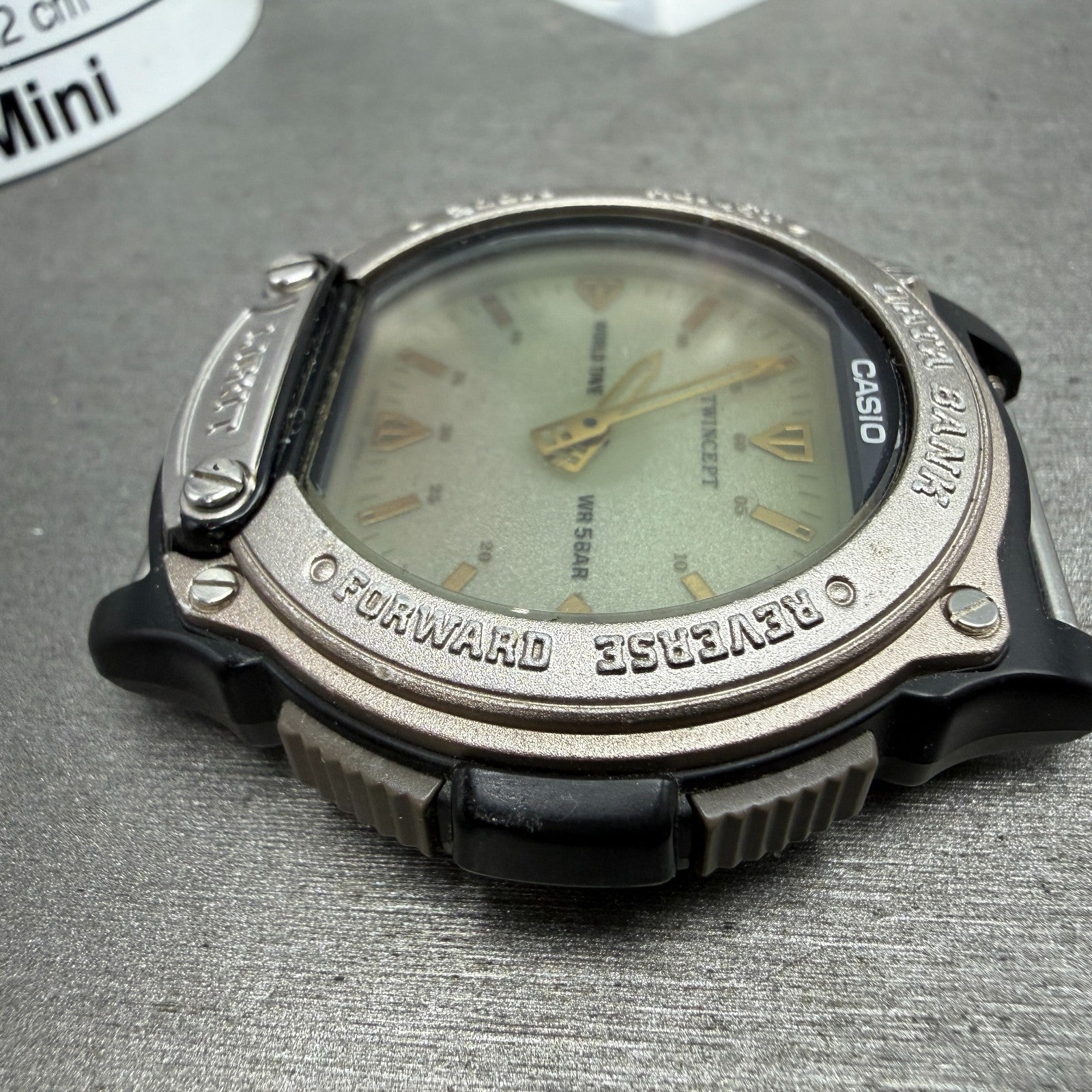 Casio Twincept ABX-60 Watch Men 44mm Ana Digi Black Silver Alarm Chrono PARTS6
