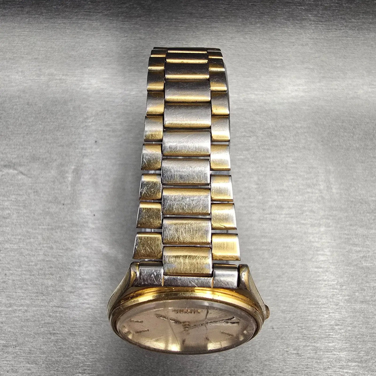 Seiko SQ Watch Men 34mm Ivory Dial Gold Tone Daydate Round 8123-7239 New Battery4