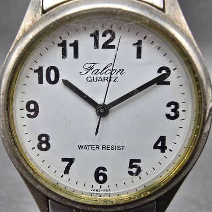 Citizen Q&Q Falcon Watch Men 34mm White Dial Silver Tone Round New Battery VTG1