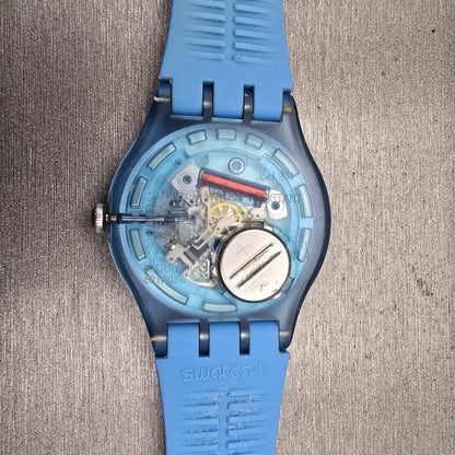Swatch MIAMI VIBES Watch Women  Blue Dial Blue Case Round SUOZ230 New Battery12
