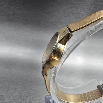 Seiko Watch Women 19mm Gold Dial Gold Tone Round 1400-0079 New Battery Vintage o2