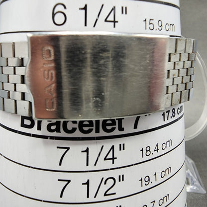 Casio W35 Watch Men 36mm Silver Tone LCD Alarm Chrono New  Battery10