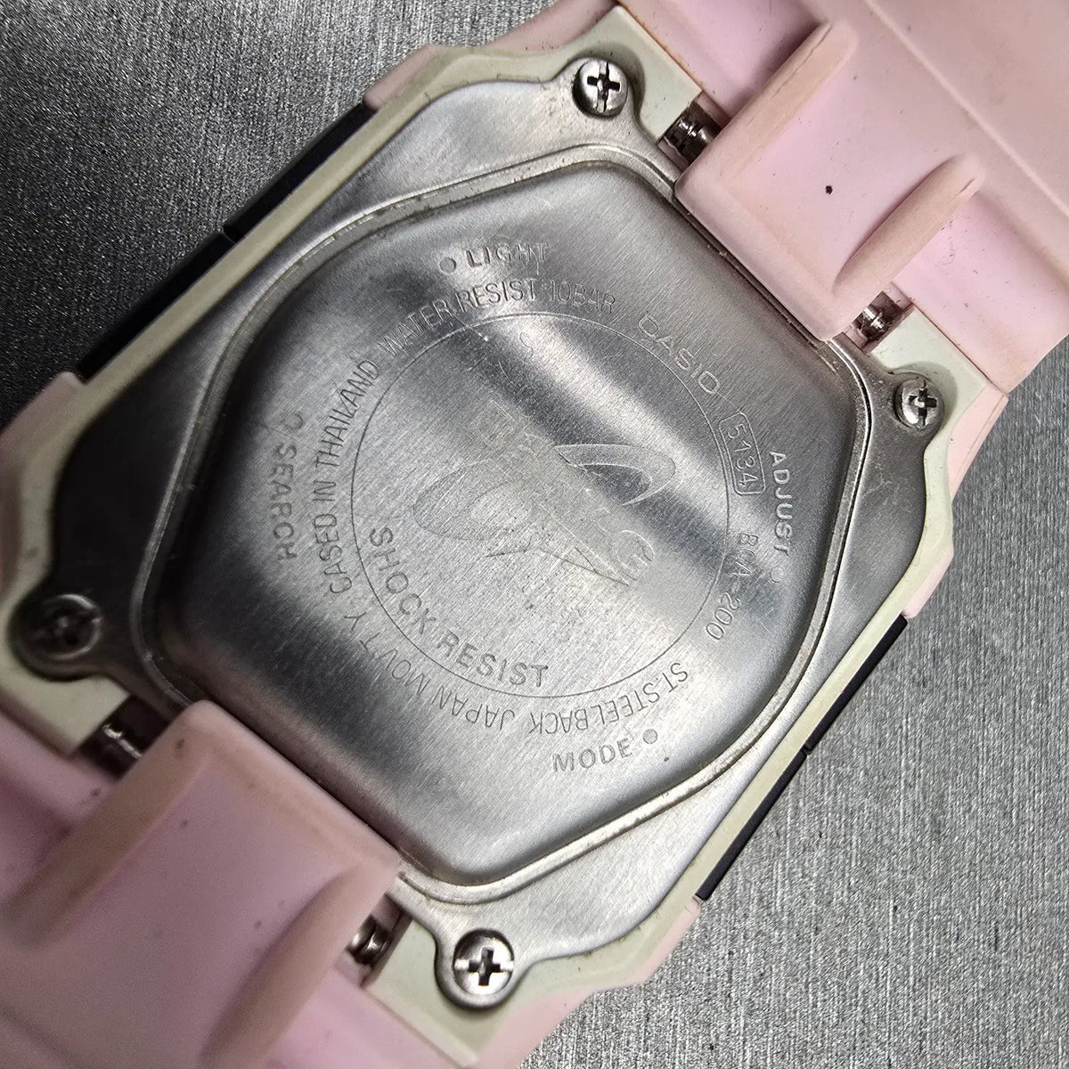 Casio Baby-G BGA-200 Watch Women 36mm Pink Black Chrono Alarm Square New Battery10