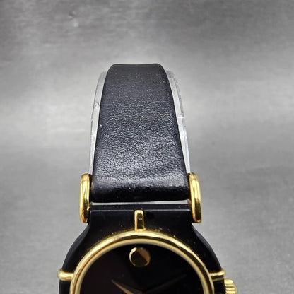Movado Delphino Watch Women 23mm Black Dial Black & Gold Tone 80-24-822N New Bat4