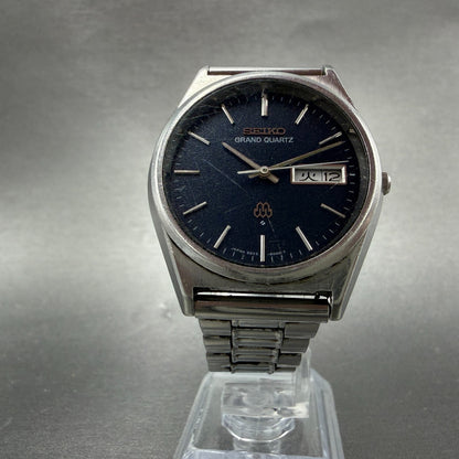 Seiko Grand Quartz Watch Men 36mm Blue Dial Silver Tone Daydate 9943-8030 NewBat5