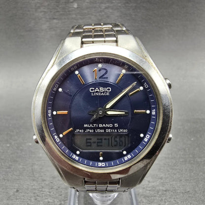 Casio Lineage LCW-M200 Watch Men 38mm Blue Dial Steel Analog Digital Solar Runs0