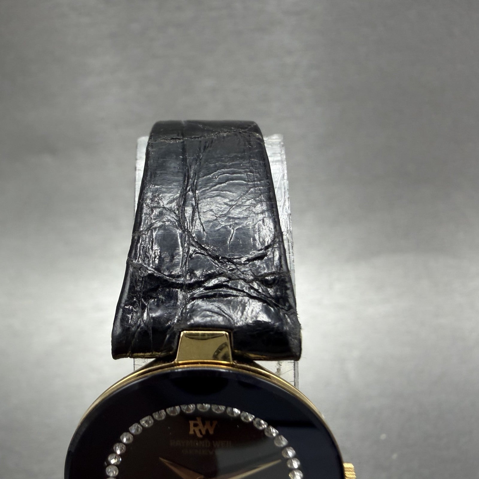 Raymond Weil Othello Watch Women 24mm Black Dial Gold Tone Round 1272 New Batt4