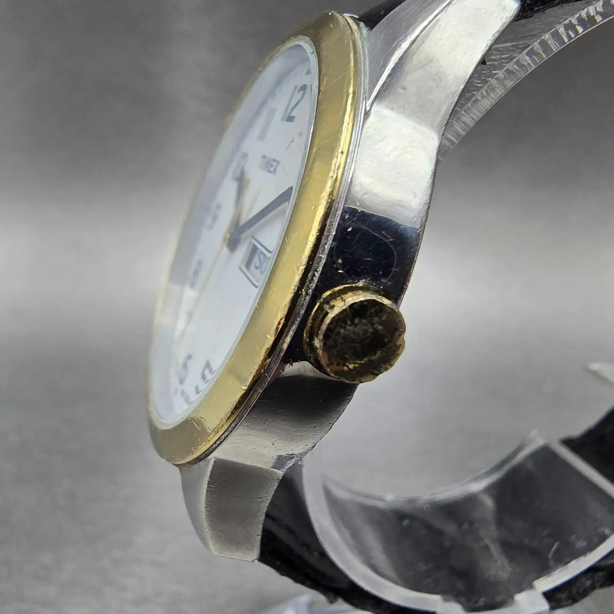 Timex Easy Reader Watch Men 36mm White Dial Two Tone Daydate Round New Battery 62