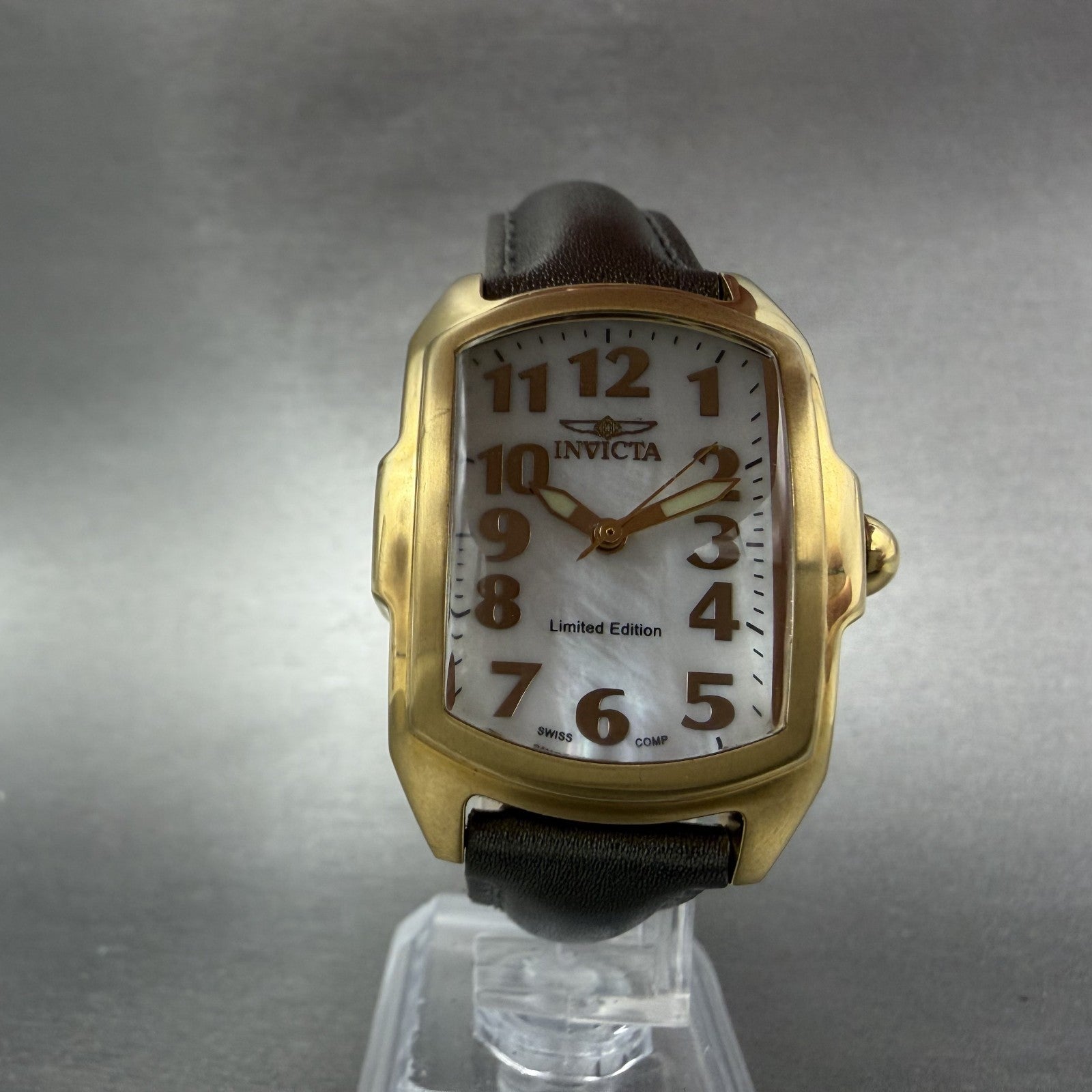 Invicta Lupah Watch Women 29mm MOP Dial Gold Tone Oval 6748 New Battery Blue5