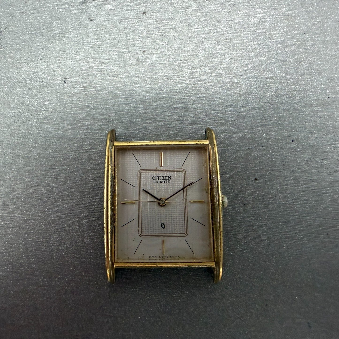 Citizen CQ Tank Watch Men 25mm Silver Dial Gold Tone 1230-215133 New Battery0