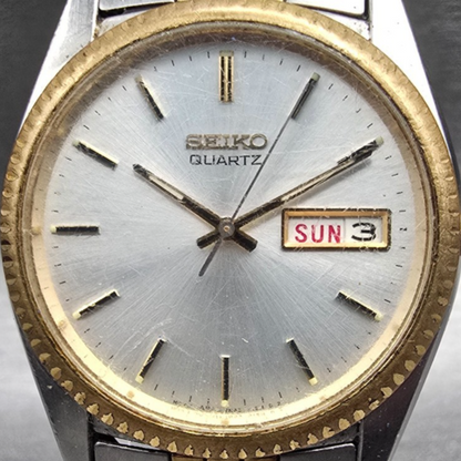 Seiko President Watch Men 36mm Silver Dial Two Tone Daydate 7N43-8111 New Bat Kp1