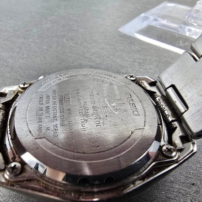 Casio Wave Ceptor Watch Men 39mm Gray Dial Steel Date Round WVQ-110DJ Works9