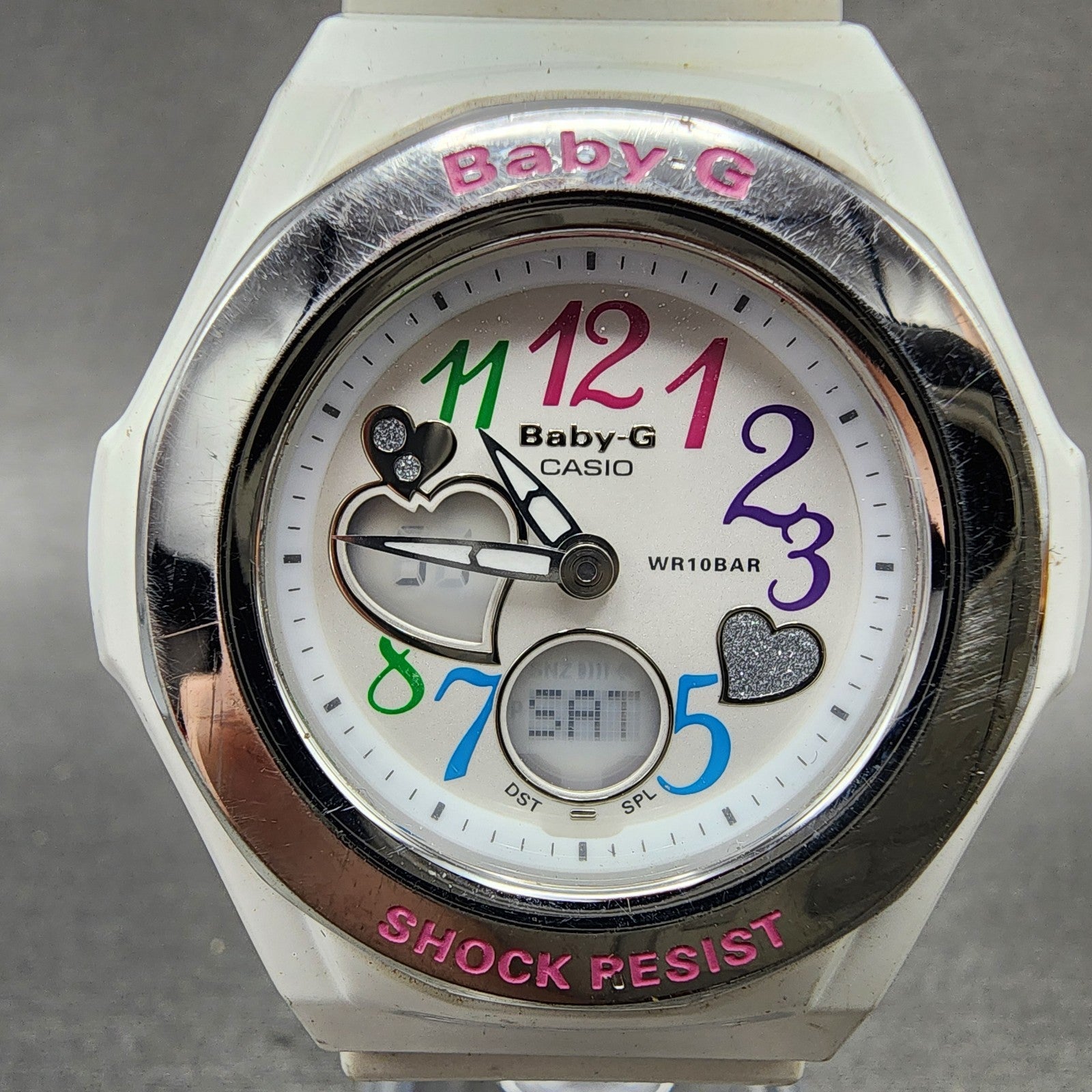 Casio BabyG Watch Women 38mm White Dial White Case Round BGA101 New Battery1