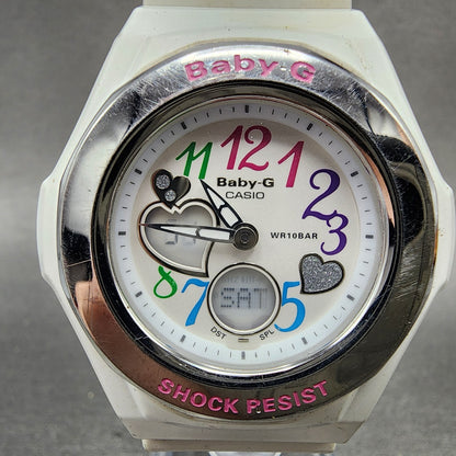 Casio BabyG Watch Women 38mm White Dial White Case Round BGA101 New Battery1