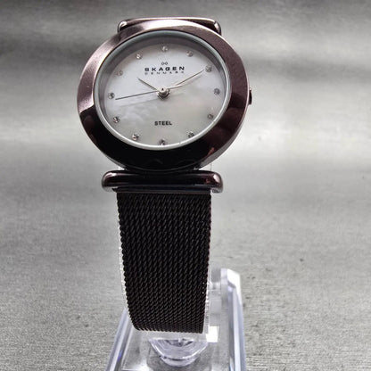 Skagen Watch Women 25mm MOP Dial Brown Tone Round Mesh Band 107SMMD New Batteryt5