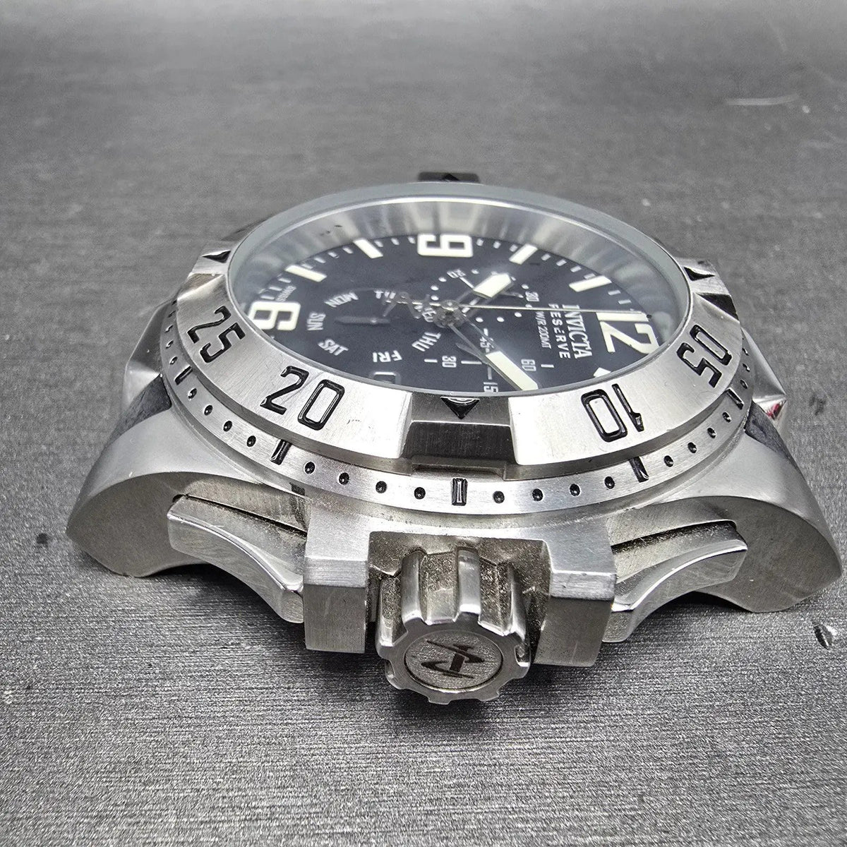 Invicta Reserve Excursion Chronograph Watch Men 50mm Black Dial Steel Daydate5