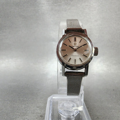 Omega Geneve Watch Women 20mm Silver Dial Stainless Steel Round Manual Wind Runs5