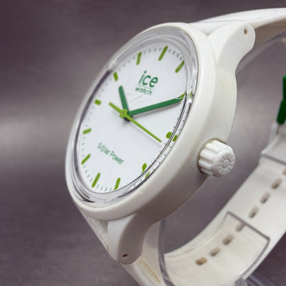 Ice Power Nature Solar Watch Men 41mm White Dial White Tone Round Works2