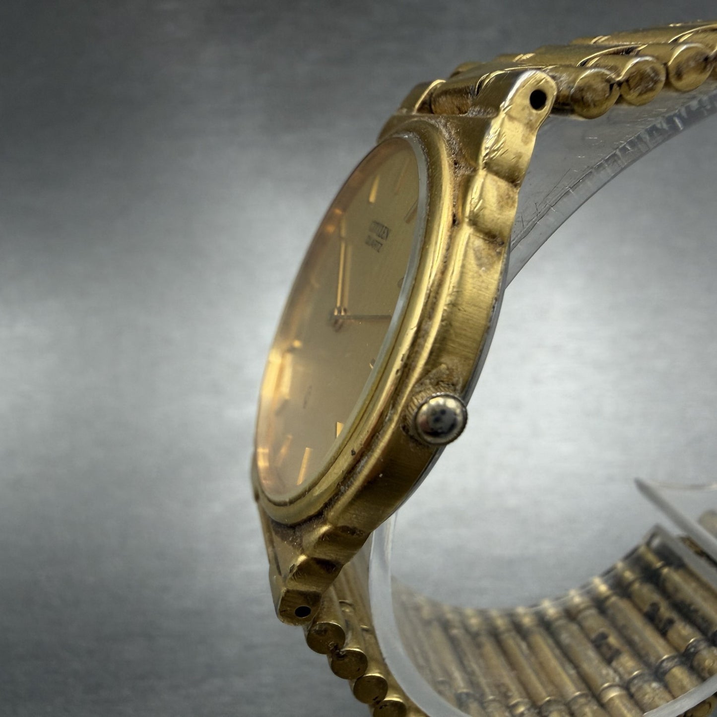 Citizen CQ Watch Men 30mm Gold Dial Gold Tone Round 3620-364228 New Battery2