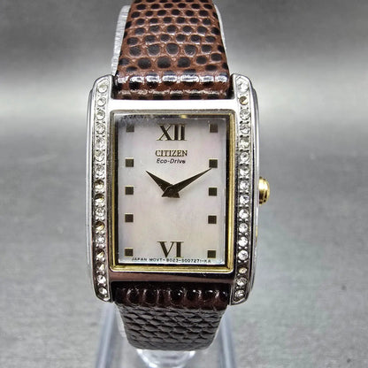 Citizen Eco-Drive Tank Watch Women 19mm MOP Dial Steel Crystal B023-H299883 Runs0