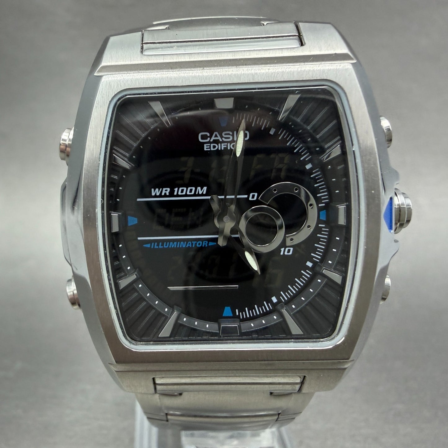Casio Edifice EFA-120 Watch Men 38mm Analog Digital Steel Rectangle New Battery0