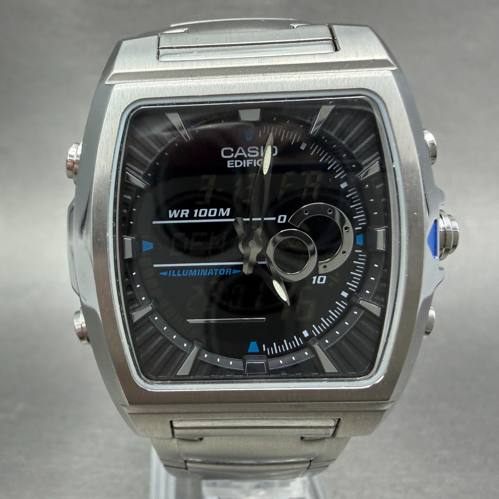 Casio Edifice EFA-120 Watch Men 38mm Analog Digital Steel Rectangle New Battery0