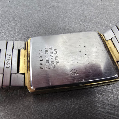 Seiko Lassale Tank Watch Men 24mm Champagne Dial Two Tone 7750-507H PARTS VTG10
