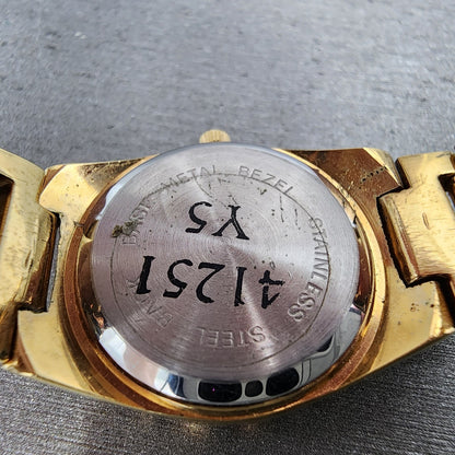 Benrus Gold Nugget Watch Women 23mm Black Dial Gold Tone Round New Battery9