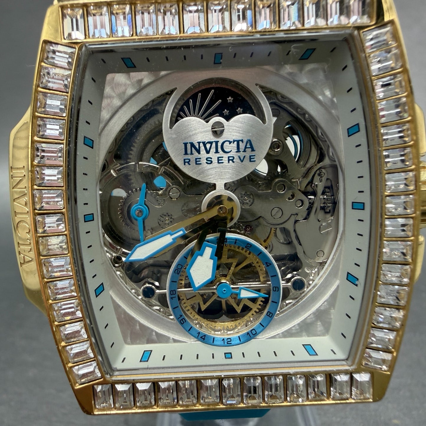 Invicta S1 Rally Diablo Moonphase Watch Men 52mm Skeleton Gold Tone 43423 PARTS2
