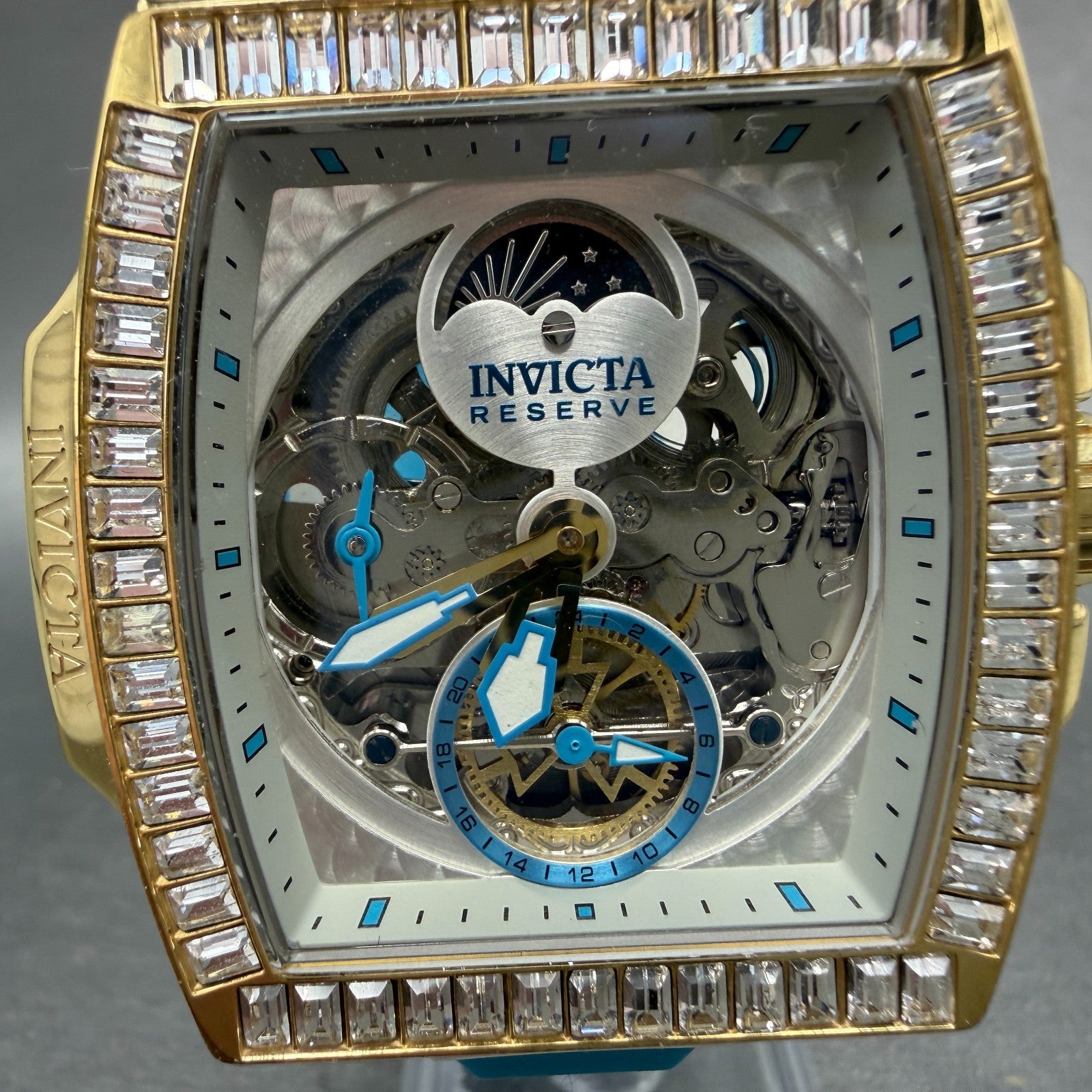 Invicta S1 Rally Diablo Moonphase Watch Men 52mm Skeleton Gold Tone 43423 PARTS2