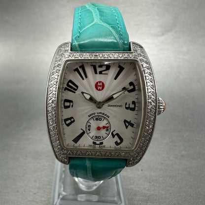 Michelle Mini Urban Watch Women 29mm White Dial Steel Diamond Bezel New Batt0