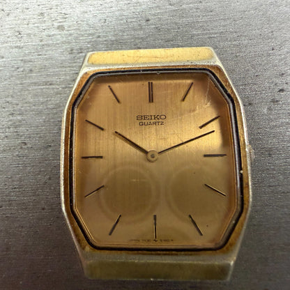 Seiko Tank Watch Men 28mm Champagne Dial Gold Tone Rectangle 7430-5089 PARTS2
