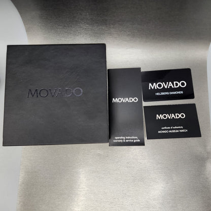 Movado Junior Sport Watch Women 26mm Black Dial Steel Round New Batt Full Set