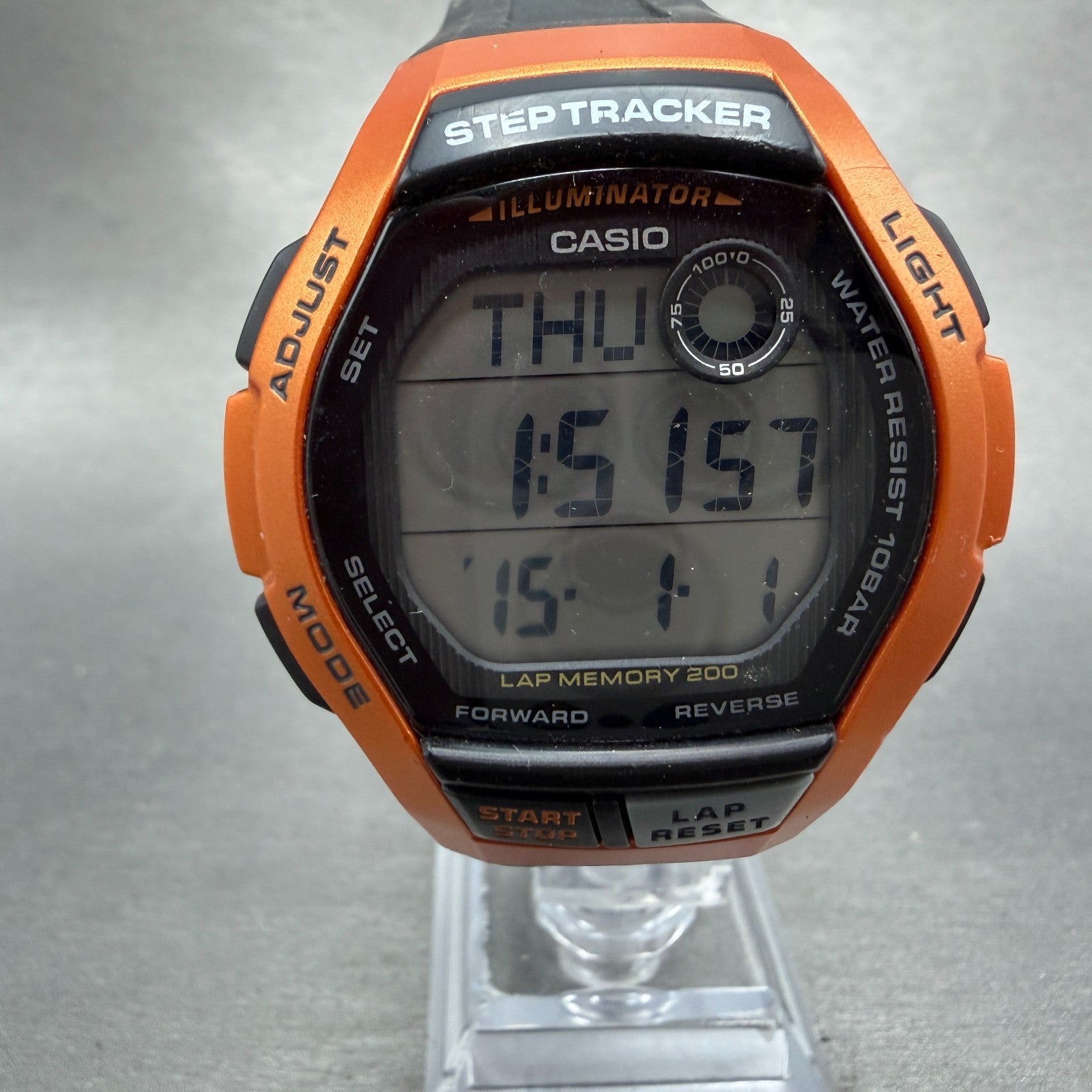 Casio Illuminator Digital Watch Men 44mm Black & Orange Tone WS-2000H NewBattery0