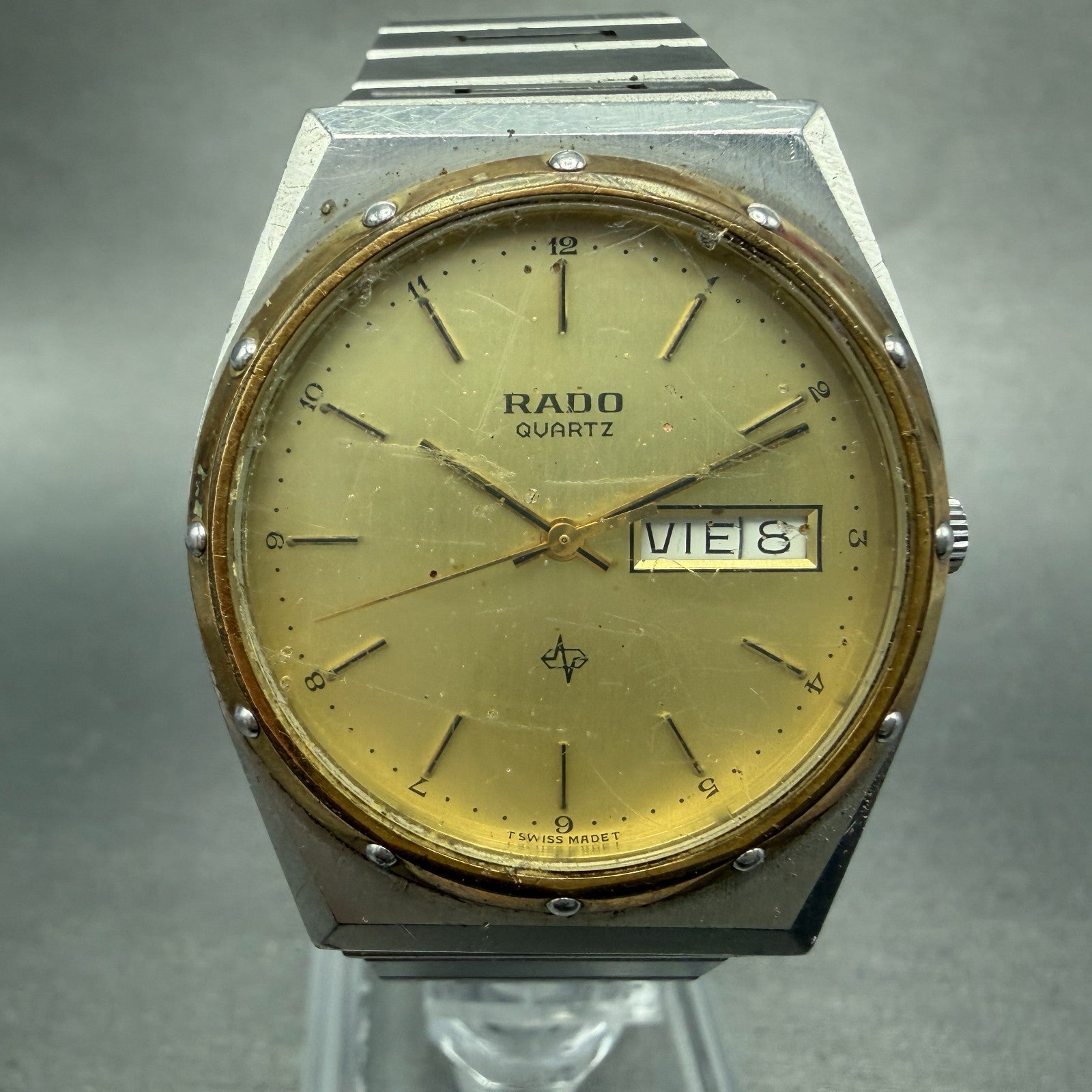 Rado Watch Men 33mm Champagne Dial Two Tone Daydate Round 114.3241.2 New Battery0
