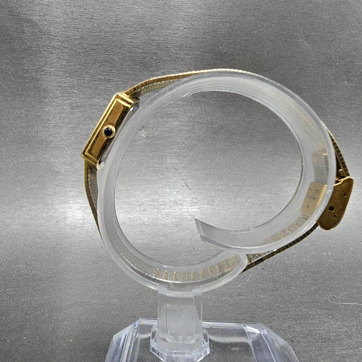 Lucien Piccard Dufonte Tank Watch Women 16mm Gold Dial Gold Tone Hexagon NewBatt7